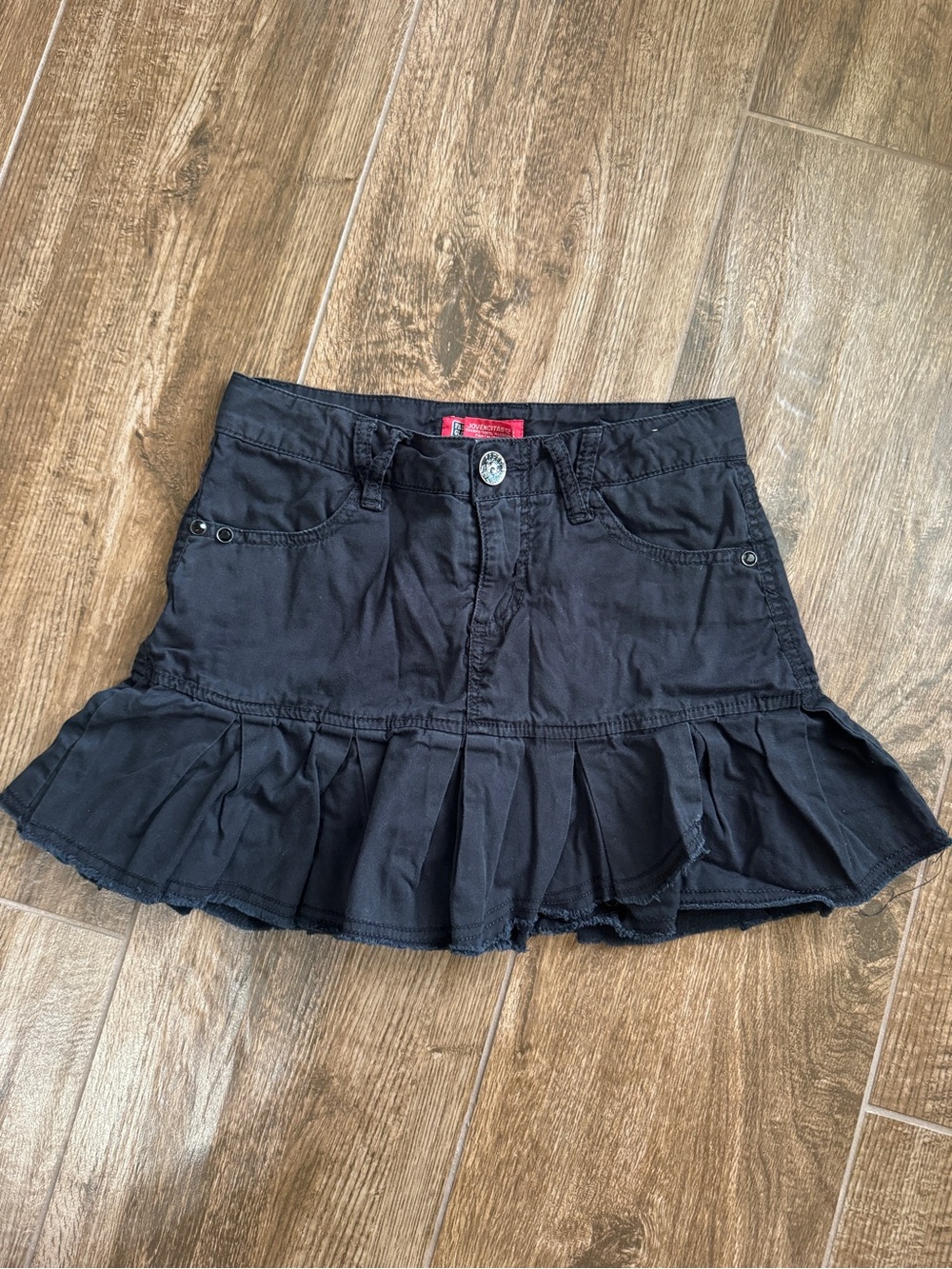 Faded Glory Black Ruffle Hem Mini Skirt